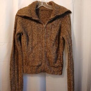 MAURICES Shawl Collar Cardigan Sweater Small Cable knit Brown Speckles Full zip